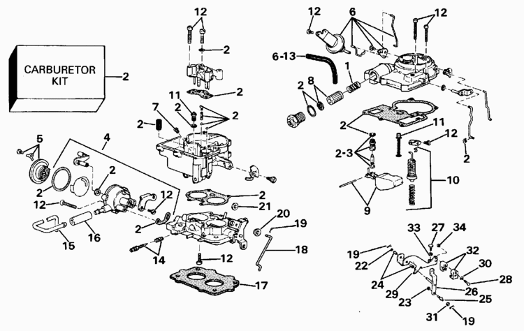 OMC Stern Drive Carburetor - 2v Parts for 1989 4.3L 432APRMED Stern Drive