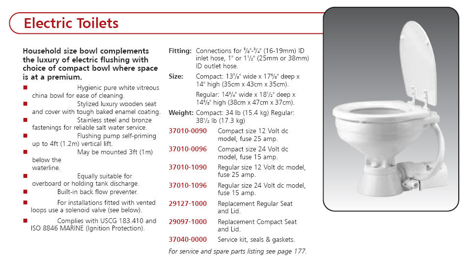 Electric Marine Toilet 370100090 Jabsco Pumps Marine Toilets