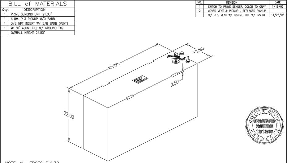 50 Gallon Permanent Fuel Tank 032550 Moeller Manufacturing Co Fuel