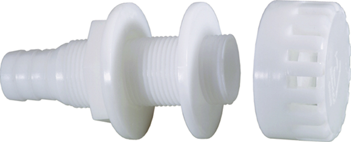 Thru Hull, 3/4", Wht.,1-7/16"Hull, w/Strainer 3886-3 - Attwood Corporation Through Hull - MarineEngine.com