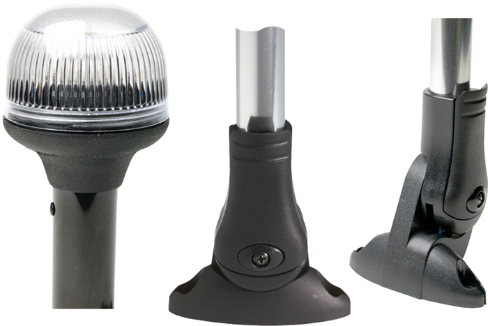 All-Round Light, 12" Black Plastic, Fold-Down 12/7/5358 - Attwood Corporation Navigation Lights - MarineEngine.com