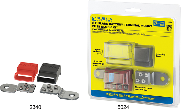 BusBars Battery Terminal Mount, Pos & Neg Kit 2340 - Blue Sea System Battery Accessories - MarineEngine.com