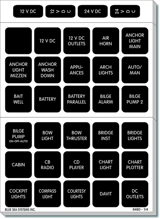 DC Label Kit, 120 Labels 4217 - Blue Sea System Battery Accessories - MarineEngine.com