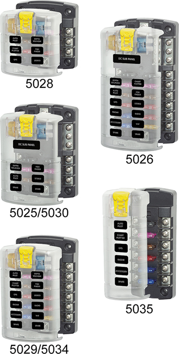 Fuse Block ATO/ATC 6 Circuit w/Ground - No Cover 5030 - Blue Sea System Fuses and Fuse Holders - MarineEngine.com