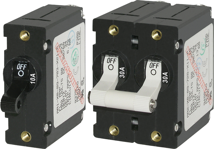 Circuit Breaker, 2-Pole, 30Amp, White Toggle 7238 - Blue Sea System Fuses and Fuse Holders - MarineEngine.com
