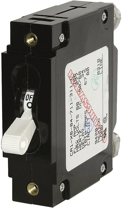 Circuit Breaker, 1-Pole, 100Amp, White Toggle 7250 - Blue Sea System Fuses and Fuse Holders - MarineEngine.com