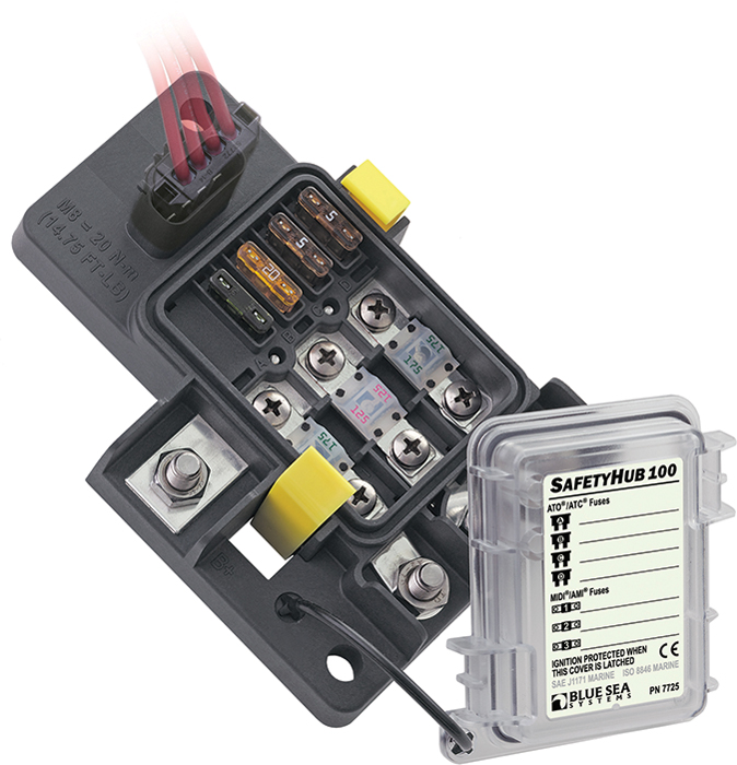 SafetyHub 100 Fuse Block 7725 - Blue Sea System Fuses and Fuse Holders - MarineEngine.com