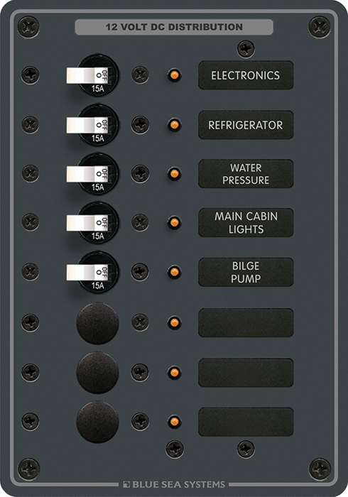 Branch Circuit Breaker Panel, 8-Position 8023 - Blue Sea System Battery Accessories - MarineEngine.com