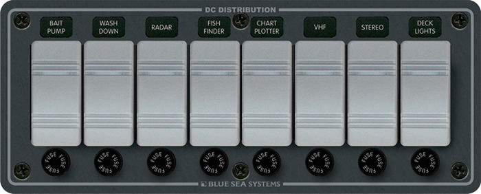 Switch Panel, 8-Gang, Horizontal, Gray 8261 - Blue Sea System Battery Accessories - MarineEngine.com