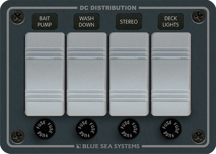 Switch Panel, 4-Gang, Horizontal, Gray 8262 - Blue Sea System Battery Accessories - MarineEngine.com