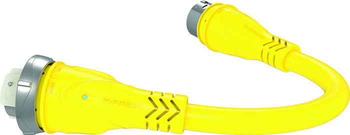 Pigtail, 30A (F) to 50A 125V Plug (M), Yellow 381707 - Faultine Designs Dockside Electrical - MarineEngine.com