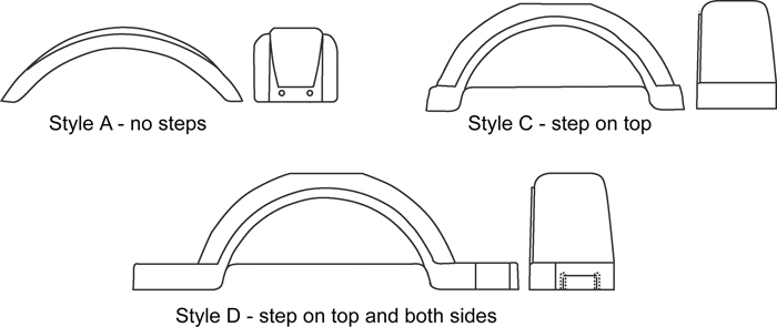 Style C, Step Top, for 8"-12" Tires, Silver 008561 - Fulton Performance Products Rollers Brackets Springs and Fenders - MarineEngine.com