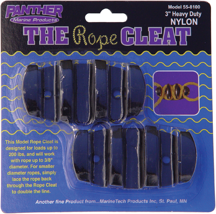 Rope Cleat, 3", Nylon, 2-Pack, Black 55-8100 - Marinetech Products Deck Cleats - MarineEngine.com