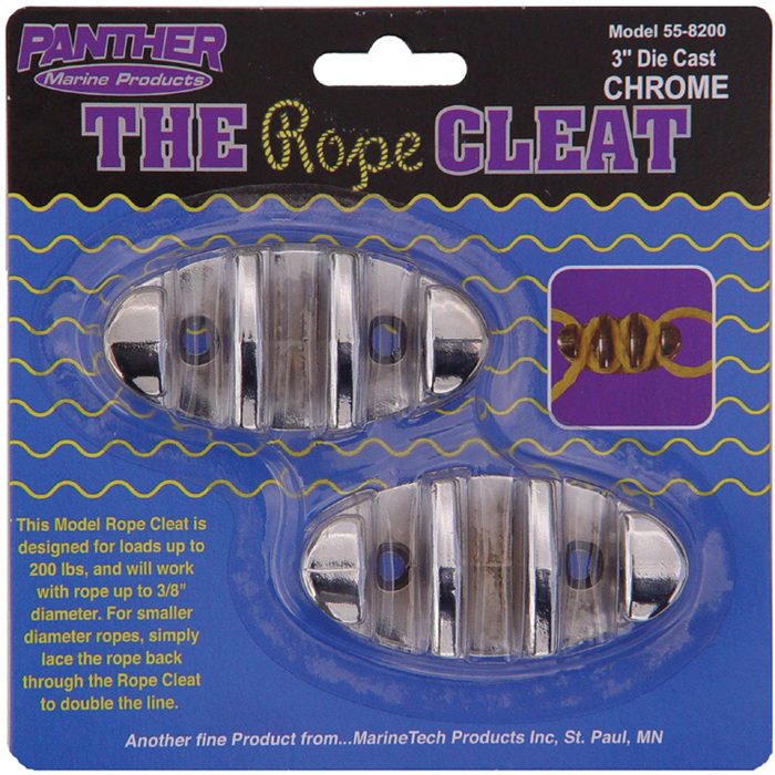Rope Cleat, 4", Chrome Plated, 2-Pack 55-8300 - Marinetech Products Deck Cleats - MarineEngine.com