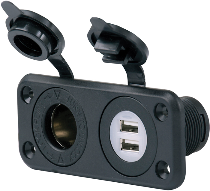 Dual USB Charger & 12V Receptacle 12VCOMBO - Battery Accessories - MarineEngine.com