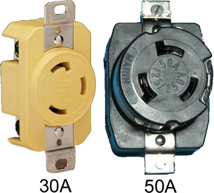 Receptacle, 30A/125V, Yellow 305CRR - Dockside Electrical - MarineEngine.com