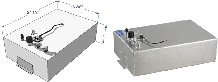 12 Gallon Below Deck Fuel Tank, 24-1/2"L x 16-3/8"W x 7"H 59043 - RDS Manufacturing Fuel Tanks - MarineEngine.com
