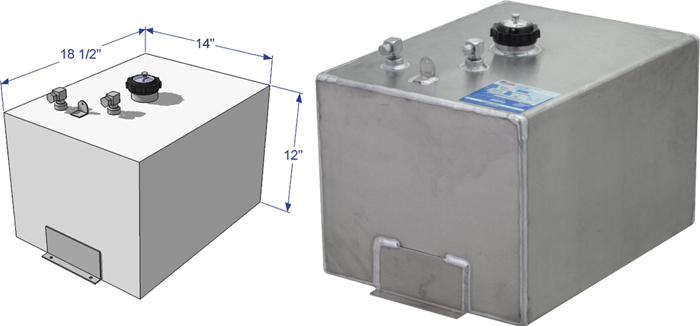 13 Gallon Above Deck Fuel Tank, 18-1/2"L x 14"W x 12"H 59180 - RDS Manufacturing Fuel Tanks - MarineEngine.com