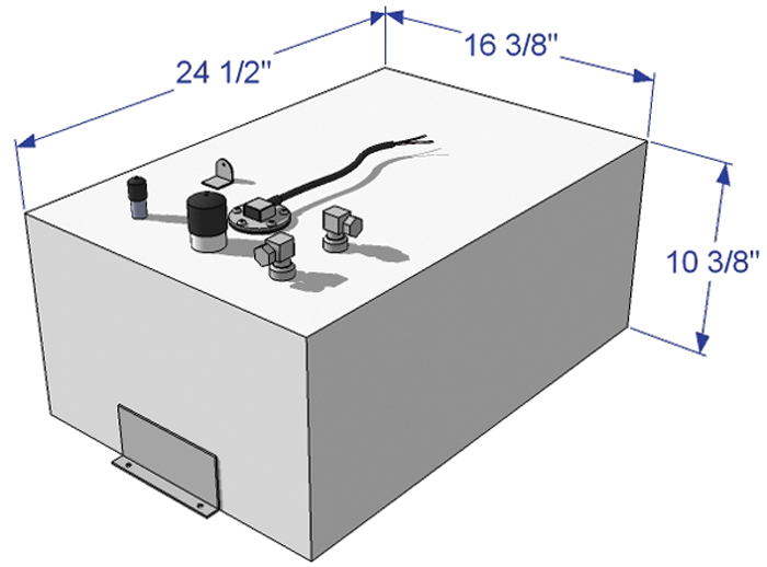 18 Gallon Below Deck Fuel Tank, 24-1/2"L x 16-3/8"W x 10-3/8"H 59045 - RDS Manufacturing Fuel Tanks - MarineEngine.com