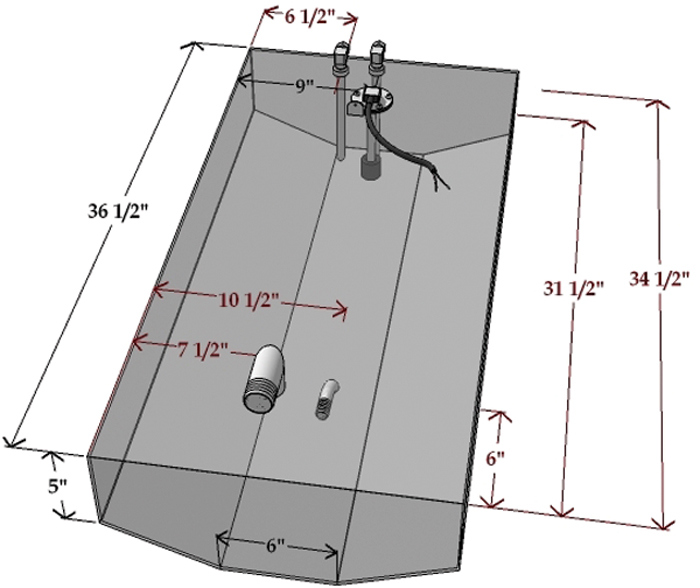 18 Gallon Below Deck Fuel Tank, 36-1/2"L x 18"W x 7-1/2"H 59178 - RDS Manufacturing Fuel Tanks - MarineEngine.com