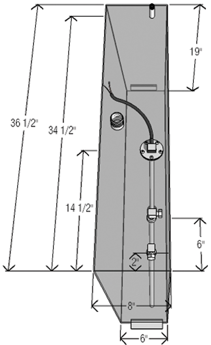 20 Gallon Below Deck Fuel Tank, 36-1/2"L x 8", 6"W x 19"H 59166 - RDS Manufacturing Fuel Tanks - MarineEngine.com