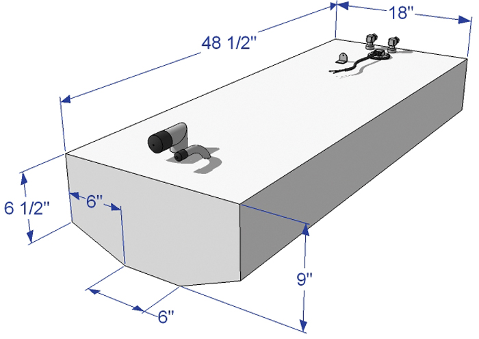 30 Gallon Below Deck Fuel Tank, 48-1/2"L x 18"W x 9"H 59181 - RDS Manufacturing Fuel Tanks - MarineEngine.com