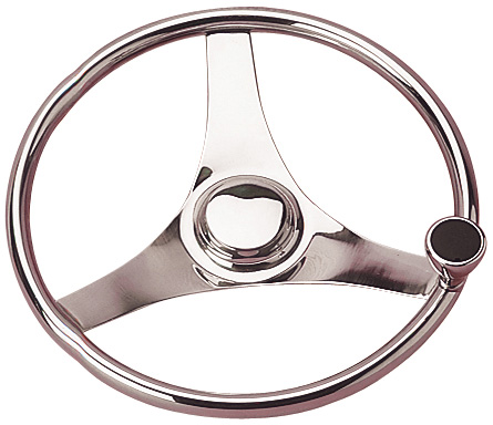 Steering Wheel w/Knob, Stainless Steel, 15-1/2" 230325 - SeaDog Line Steering Wheels - MarineEngine.com