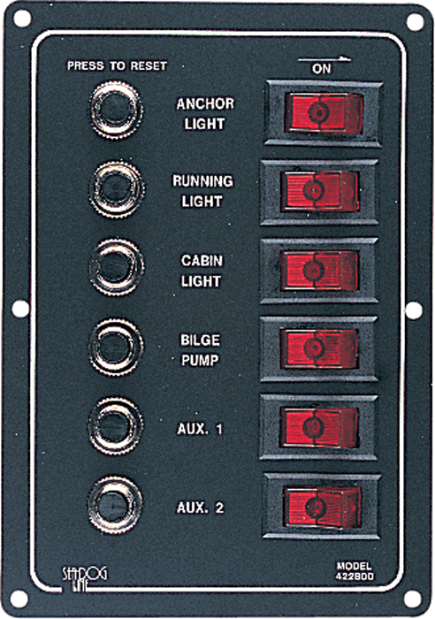 Breaker Panel, 6-Gang, Vertical 422800-1 - SeaDog Line Battery Accessories - MarineEngine.com