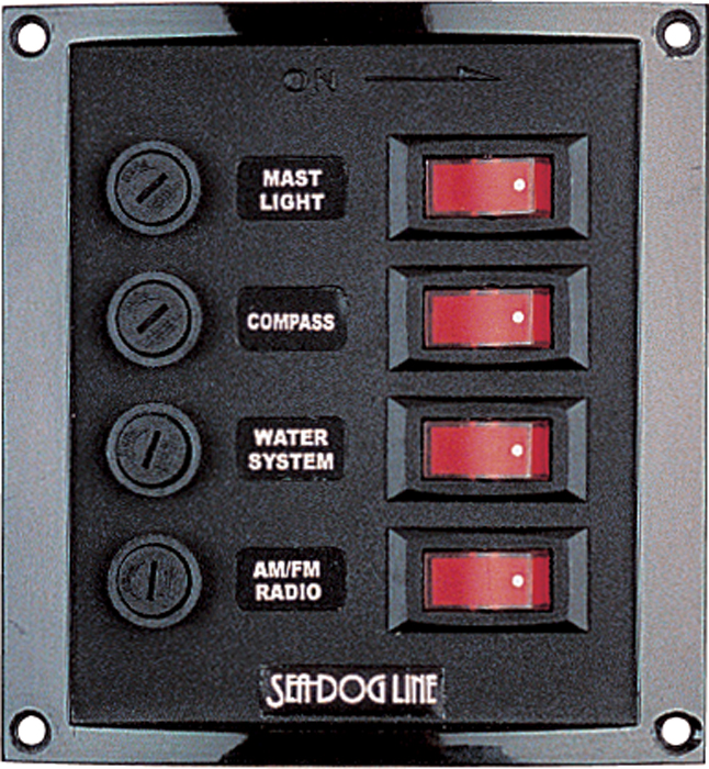 Switch Panel, 4-Gang, Vertical 424010-1 - SeaDog Line Battery Accessories - MarineEngine.com