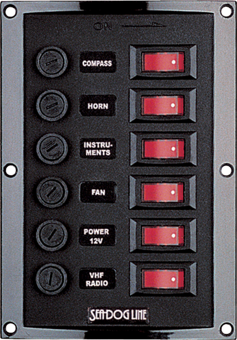Switch Panel, 6-Gang, Vertical 424110-1 - SeaDog Line Battery Accessories - MarineEngine.com