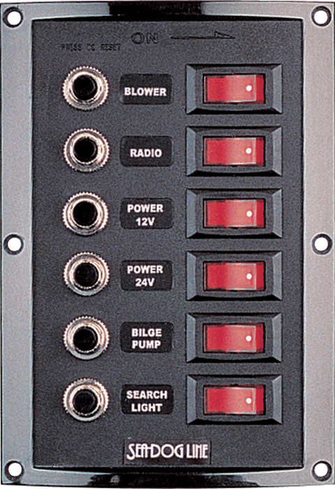 Breaker Panel, 6-Gang, Vertical 424800-1 - SeaDog Line Battery Accessories - MarineEngine.com