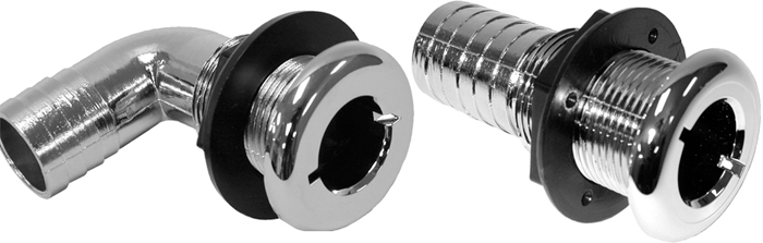 Thru Hull, 1-1/8", Chrome,1-1/4" Hull TH-1200CP-DP - T-H Marine Supplies Through Hull - MarineEngine.com