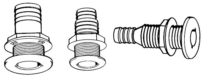 Thru Hull, 1-1/8", Black, 1-1/4" Hull TH-1200-B - T-H Marine Supplies Through Hull - MarineEngine.com