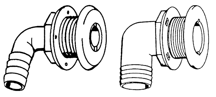 Thru Hull, 90°, 3/4", White, 5/8" Wall TH-7592-B - T-H Marine Supplies Through Hull - MarineEngine.com