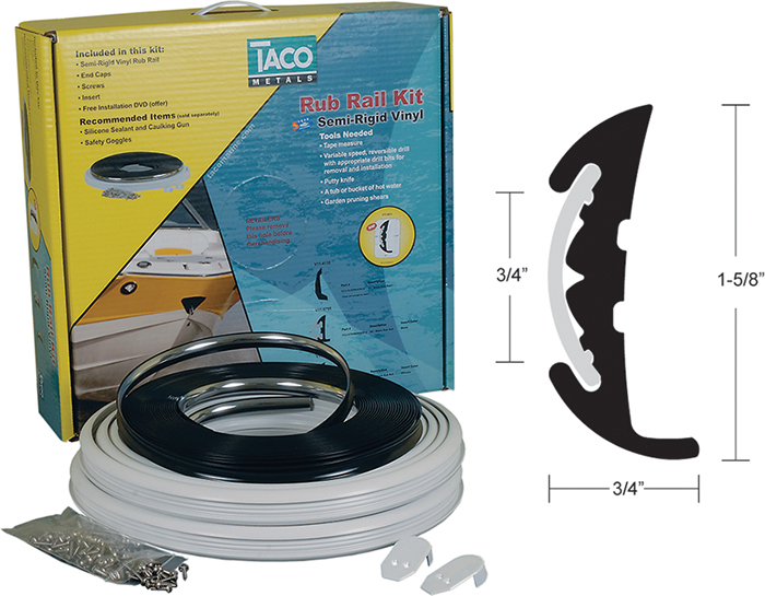 Rub Rail Kit, Flex Chrome Insert, 70', White V119811WCM702 Taco