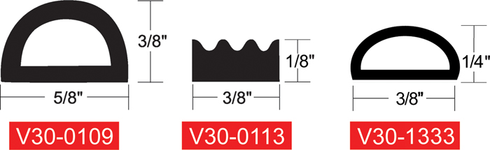 Black Neoprene Seal 3/8"W x 1/8"H x 10'L V30-0113B10-1 - Taco Metals Windshield Hardware - MarineEngine.com