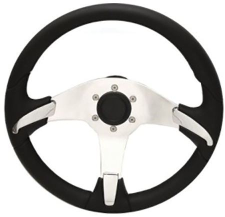 Chrome Polyurethane Grip Wheel, Black GORGONA-CH/P - Uflex USA Steering Wheels - MarineEngine.com