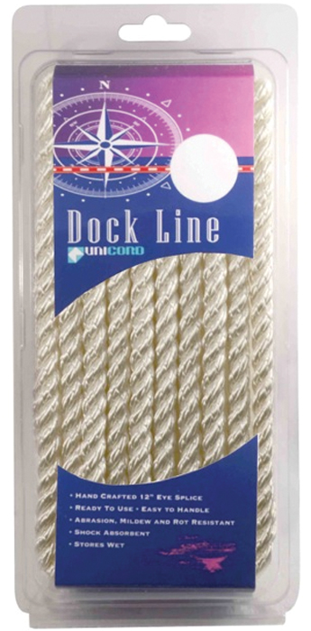 Dock Line, TW, 1/2" x 20', White 457380 - Unicord Dock Line - MarineEngine.com