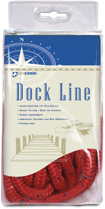 Dock Line, BB, 3/8" x 15', Red 443741 - Unicord Dock Line - MarineEngine.com