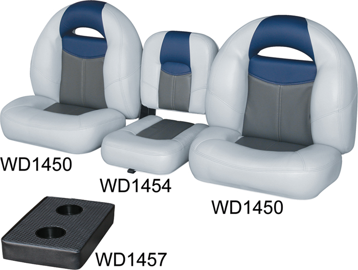Big Bass Bucket Seats - 2 Unit Set, Grey/Charcoal/Red 8WD1450-841 - Wise Co Fishing Seats - MarineEngine.com