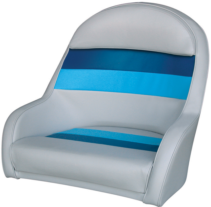 Captain's Chair, Light Grey/Navy/Blue 8WD120LS-1011 - Wise Co Pontoon Furniture - MarineEngine.com