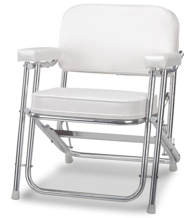 Folding Deck Chair, White 8WD120AB-710 - Wise Co Deck Chairs and Tables - MarineEngine.com