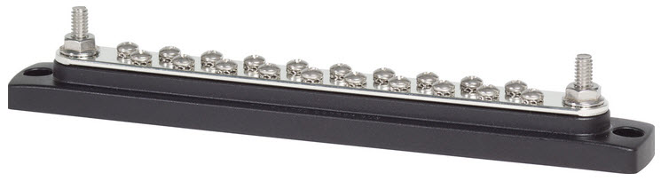 BusBar, 2 x 1/4"-20 Stud, 20 x lb.8-32 Screw 2302 - Blue Sea System Battery Accessories - MarineEngine.com