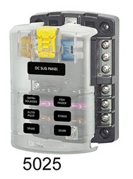 Fuse Block ATO/ATC 6 Circuit w/Ground 5025 - Blue Sea System Fuses and Fuse Holders - MarineEngine.com