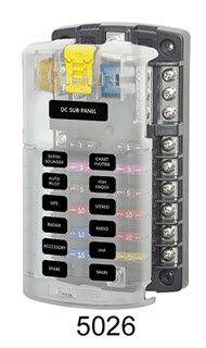 Fuse Block ATO/ATC 12 Circuit w/Ground 5026 - Blue Sea System Fuses and Fuse Holders - MarineEngine.com