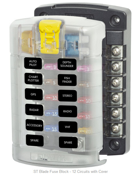 Fuse Block ATO/ATC 12 Circuit 5029 - Blue Sea System Fuses and Fuse Holders - MarineEngine.com