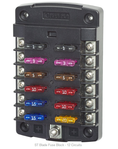 Fuse Block ATO/ATC 12 Circuit - No Cover 5034 - Blue Sea System Fuses and Fuse Holders - MarineEngine.com