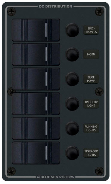 Circuit Breaker Panel, 6-Position 8373 - Blue Sea System Battery Accessories - MarineEngine.com