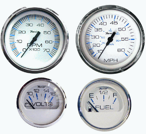 4-Gauge Set (Speed, Tach, Fuel, Volt) KTF002 - Faria Marine Instruments Gauges and Compasses - MarineEngine.com