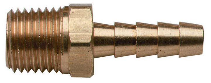 1/4 NPT x 3/8" Brass Barb, Male 033405-10 - Moeller Manufacturing Co Fuel Fittings Fills and Vents - MarineEngine.com